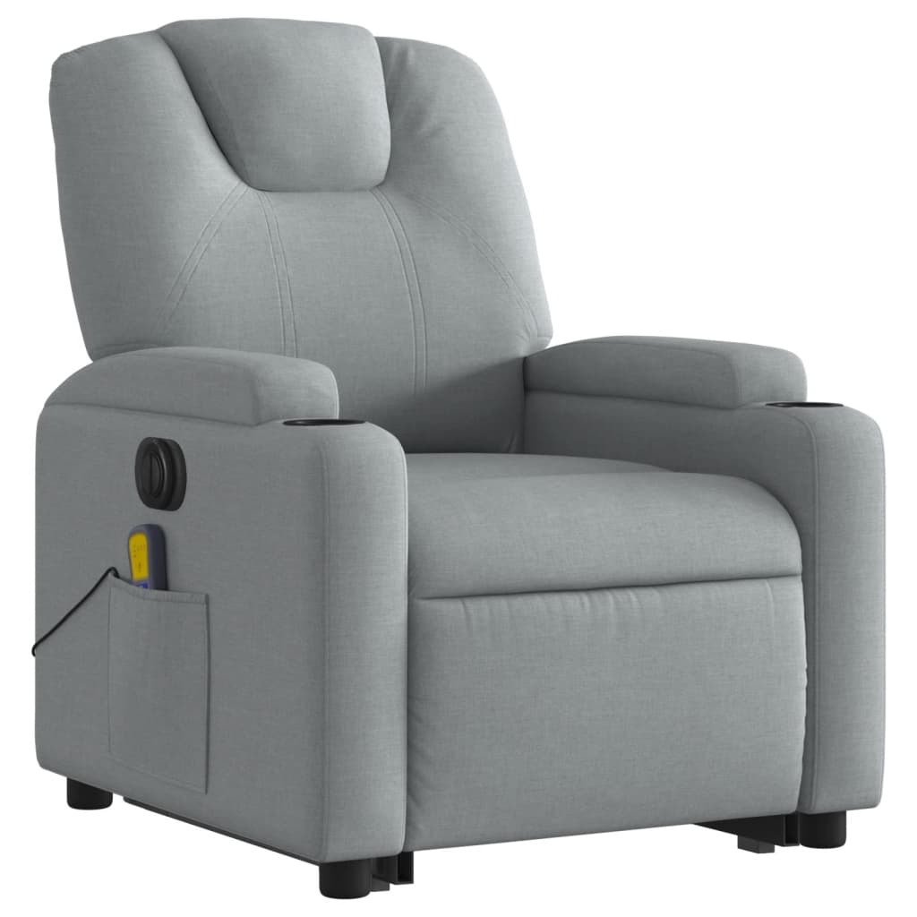 TEVION Electric Stand up Massage Recliner Chair Light Gray Fabric