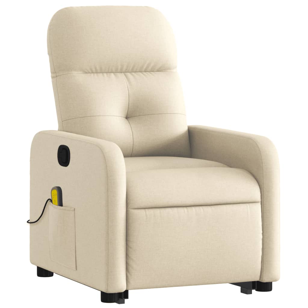 TEVION Stand up Massage Recliner Chair Cream Fabric