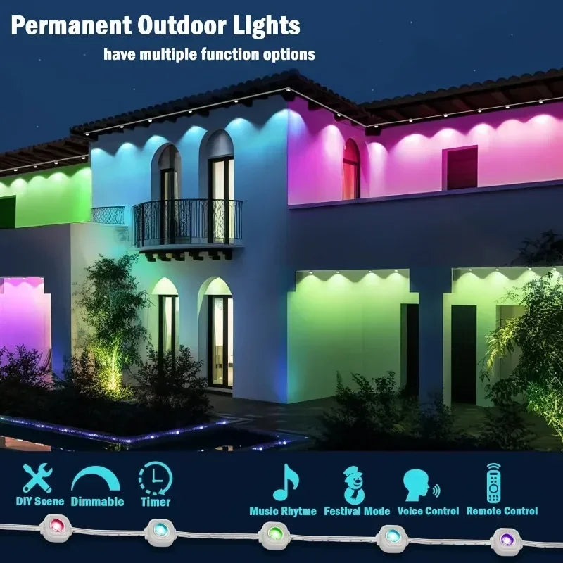TEVION 200/300ft Permanent Outdoor LED Light Strip RGB Eaves Lights